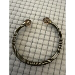Touchstone Crystal With A Twist Antique Cuff‎ Bracelet Oxidized Brass Plated NEW